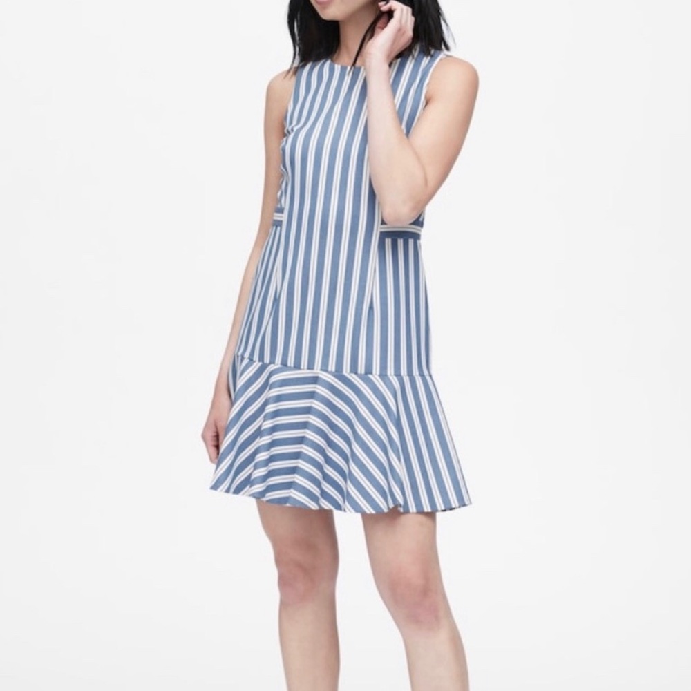 Banana Republic Stripe Flounce-Hem Dress